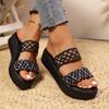 Sommer Dicksohlige Perforiertes Netz Einzeilige Zehensandalen für Damen Übergröße Schwammschuhe