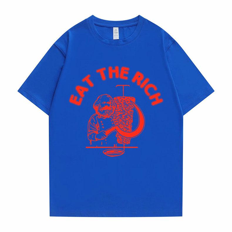 New Funny Men Women Casual Oversized Tshirt Eat The Rich Doner D%C3%B6ner Kebab Karl Marx Socialist Hasan Piker Graphic T-shirts