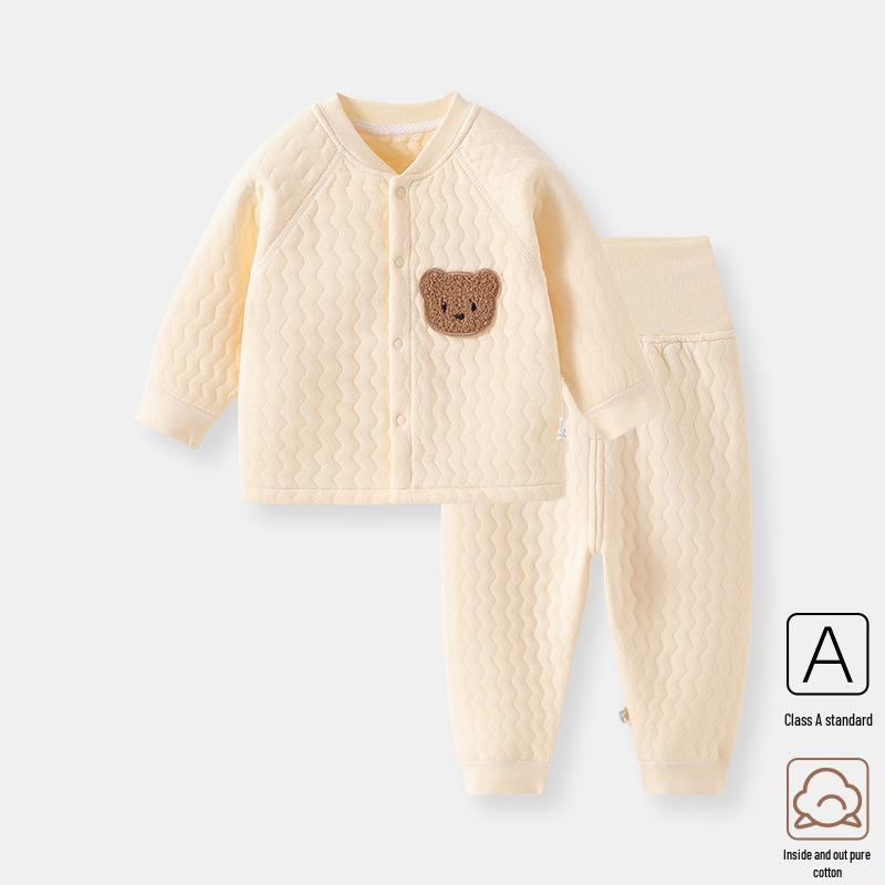 

Комплект из двух предметов с высокой талией и стеганой фактурой для новорожденных - Теплый осенне-зимний наряд 90cm (12-18 months)