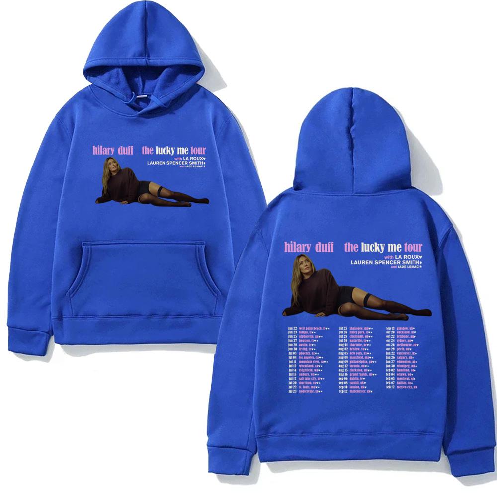 Hilary Duff  Hoodie The Lucky Me Tour for 2026 Hip Hop Graphic Printing Hoody Fashion Classic Soft Punk Hooded Pullovers Fleece