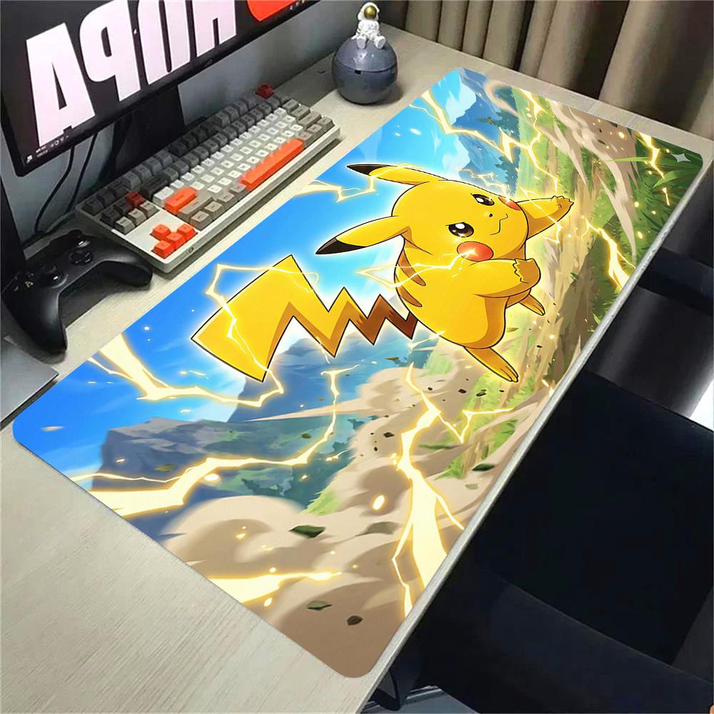 XXL Rubber Mouse Pad Large PC Computer Gaming Accessories Mousepad Pokemon Pikachu Extended Desk Mat Locking Edge Gamer Carpet
