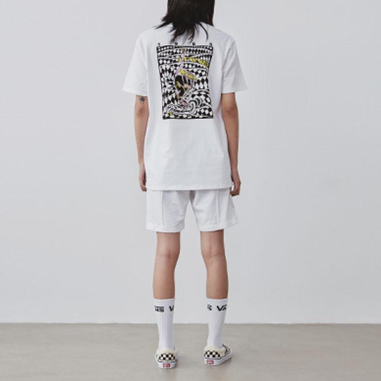 Vans Otw Artist Collaboration One-Eyed Dwarf Short Sleeve T-Shirt Women Tops White VN0A4MNIWHT