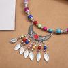 1PC Ethnic Style Color Splitting Text Beads Oil Dripping Alloy Necklace Bai Chain Bell Pendant Collar Headdress