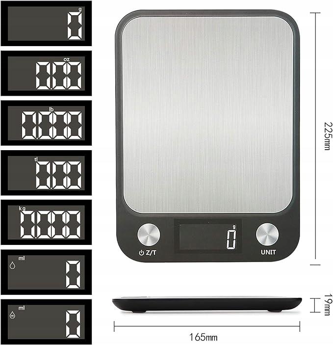 Waga Kuchenna Elektroniczna Lcd Do 15Kg Od 1G Czarna Domowa Płaska