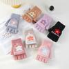 Gloves women winter velvet flip half finger Korean version thickened warm dew finger writing gloves student cute gloves AY