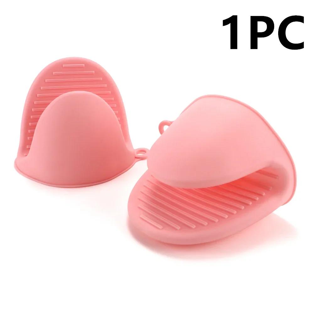 

2 шт. термостойкие силиконовые перчатки, противоскользящие и противоожоговые накладки на пальцы для микроволновой печи, изоляционные перчатки, кухонные принадлежности розовый