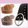 Faux Women Streetwear Leather Rivets Belt With Alloy Metal Buckle For Daily Use
