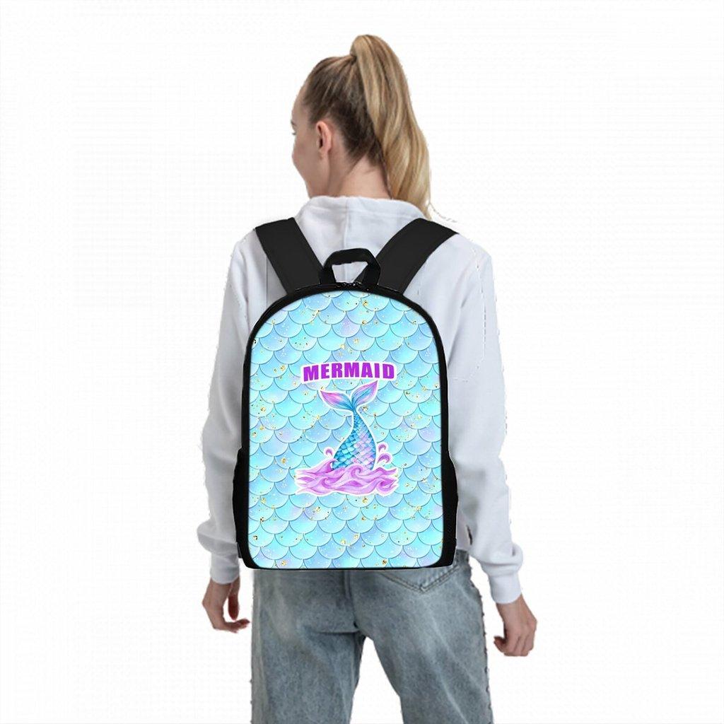 Mermaid Print Single Layer Backpack for Boy/Girls Best Gifts 2D Flat Cartoon School Bag for Children Bags