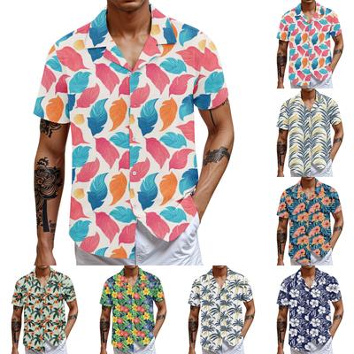 Men'S Casual Loose Short Sleeved Shirt Fashion Printed Shirt Top