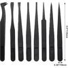 8Pcs Precision Plastic Tweezers, 4.5-4.8 Inch Anti-Static Tweezers Set with Curved and Straight Tips for Electronics Assembly, Watch Repair, Crafts