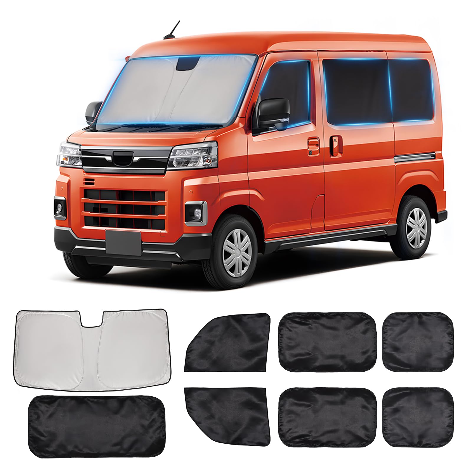 

ZATOOTO Car Sunshades for Daihatsu Hijet Cargo and Atrai Windshield Sunshades with Light Heat and UV Protection No Suction Cups Magnets for Easy чёрный