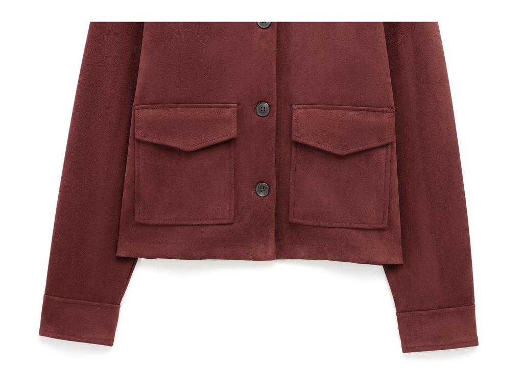 Chaqueta de Manga Larga para Mujer con Efecto Ante para Principios de Primavera 2025 con Cuello Vuelto