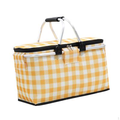 Picknickkorb Stabiler Reißverschluss Faltbar Isoliertasche für Grillen Outdoor Zuhause Gelb