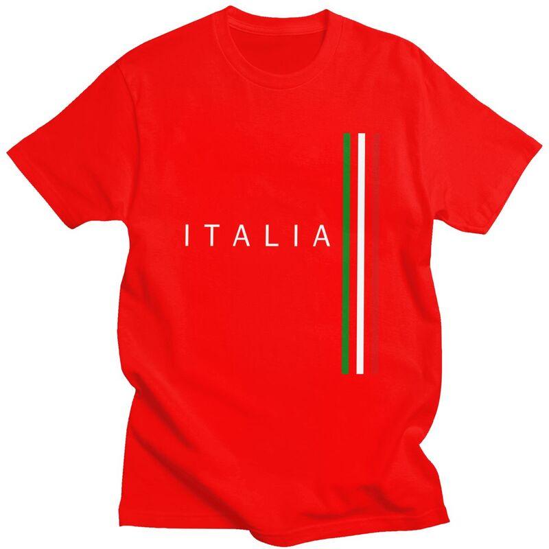 Individuelles Klassisches Italien Flagge T-Shirt Herren Kurzarm Italienisch Stolze T-Shirts Lässige Tee Tops Übergroße T-Shirts Merch