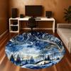 1pc Winter Landscape Stars Round Chair mat office Area Rug - Non-Slip, Floor Mat for Office, Bedroom, Ideal home decor gift p0105014