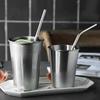 8Pcs Stainless Steel Straws Reusable Drinking Straw Set Ice Coffee Smoothie Milk Tea Straws Metal 8 Inch Straws for 20oz Tumbler
