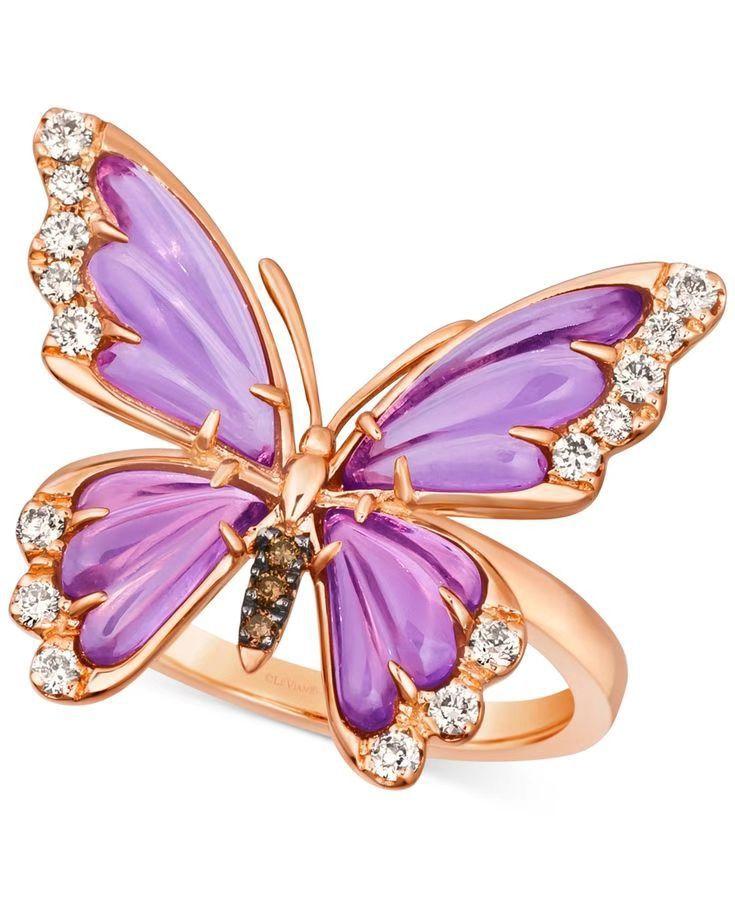 High-End Oil Drop Painted Butterfly Ring Women'S Foreign Gas Diamond High-End Ring