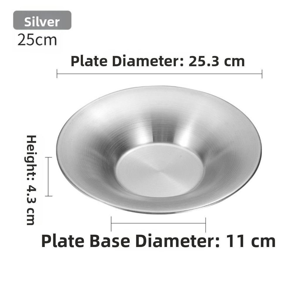 Deepened Design Round Dinner Plates 304 Stainless Steel Steak Plate Set Tableware For Dining