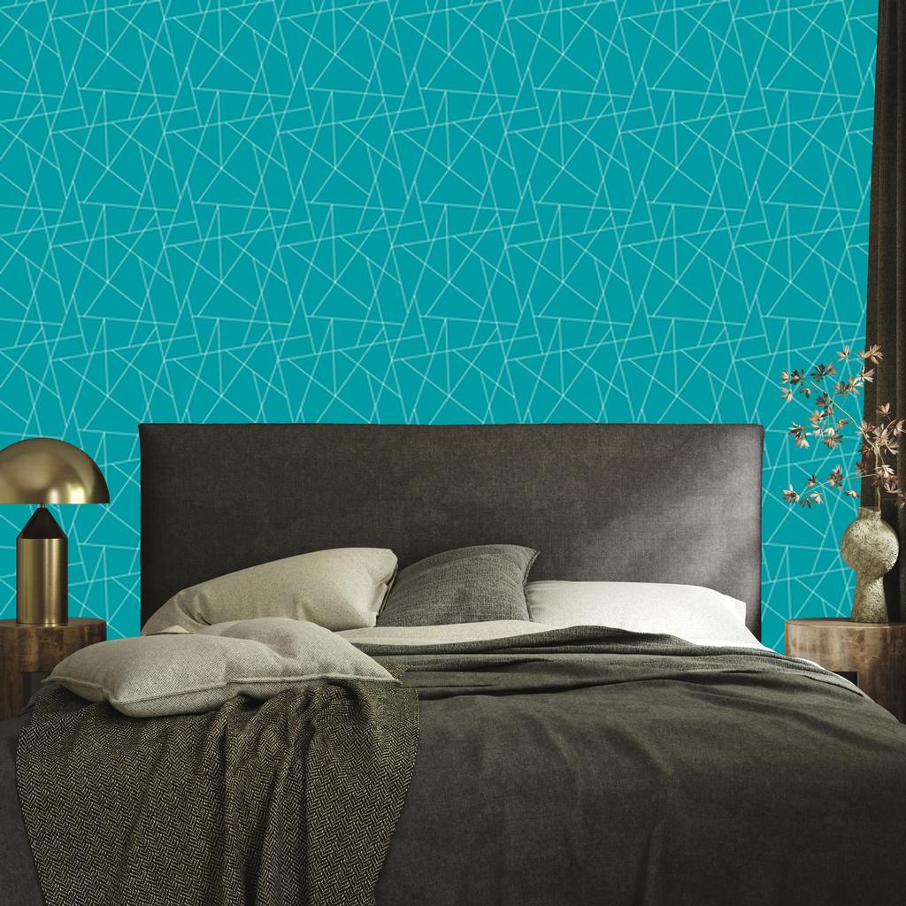Wallpaper Geometric Pattern, Turquoise Background, Turquoise Center 50x1000