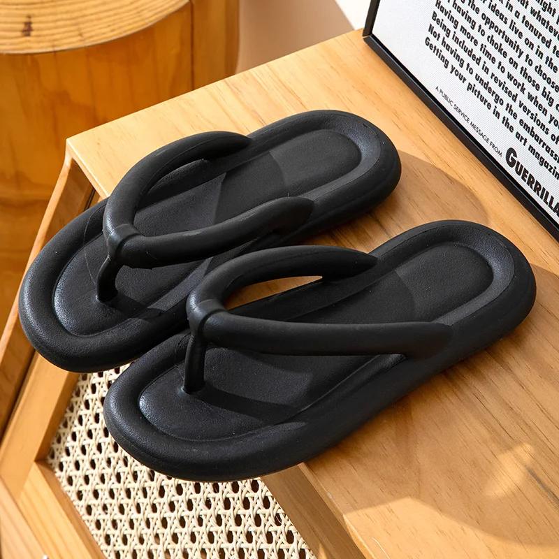 Soft Sole EVA Women's Flip Flops 2025 Summer Beach Non-slip Cloud Slippers Women Thick Platform Clip Toe Bathroom Slides