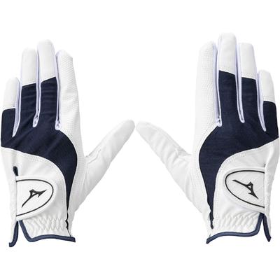 Mizuno Efil Golf 5MGWB554 Damenhandschuhe, Beidhändig, Weiß/Marineblau, 19cm,