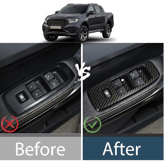 Lcojicep Window Lift Switch Cover Compatible with Ranger 2015-2021/Ford Everest, Window Lift Switch Cover Interior Button Trim Kit,Interior