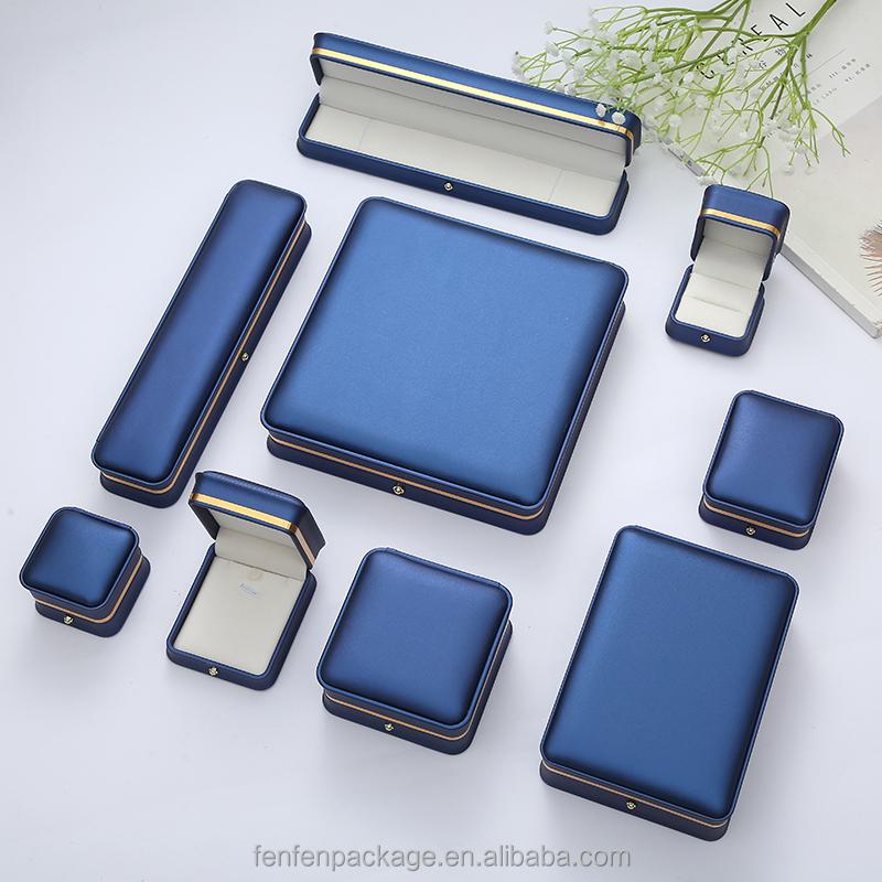 High Quality Luxury White PU Leather Velvet Jewelry Box Custom Bracelet Earring Box PendantIron Embryo Jewelry Box Leather&Velvet