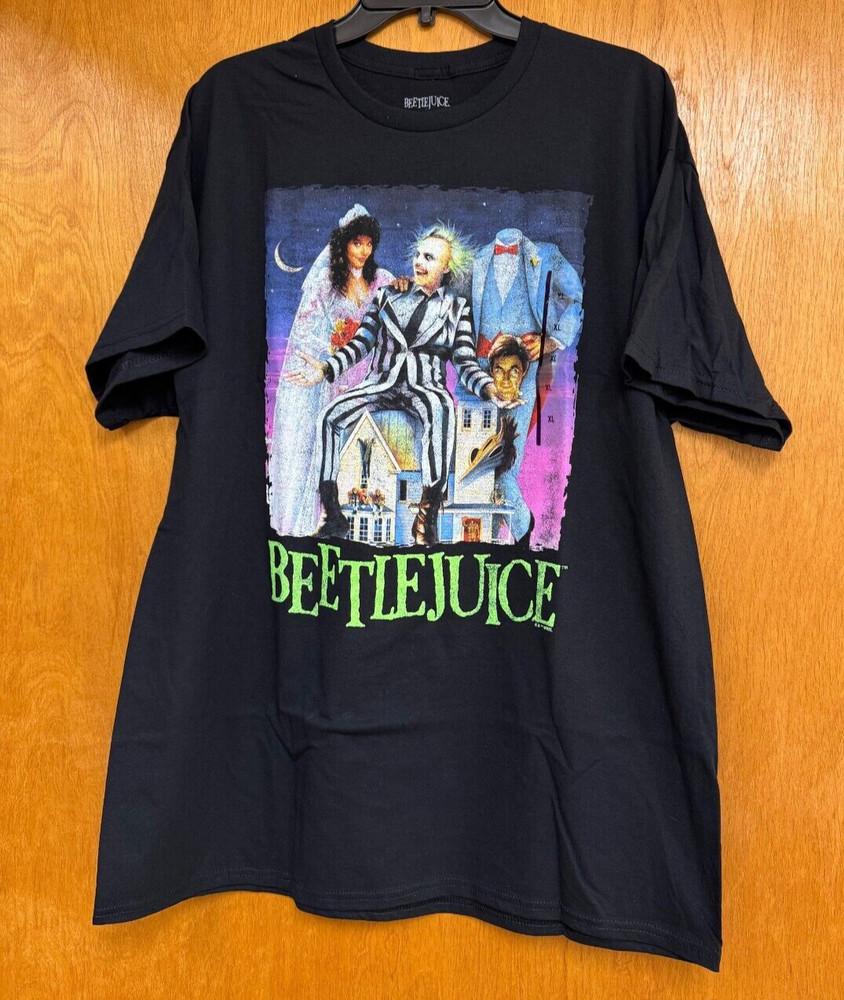 

NEW Beetlejuice Movie Distressed Graphic Print Cotton T-Shirt Black Men’s XL NWT Unisex T-Shirt S