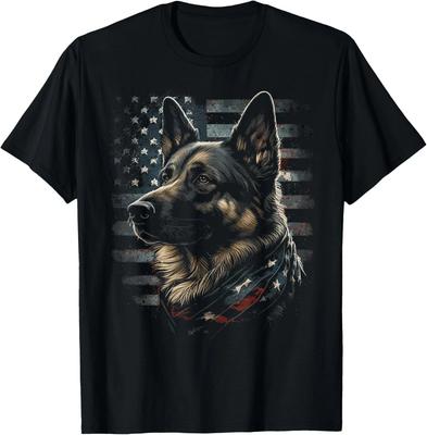 Funny German Shepherd USA Flag Patriotic Shepherd Tee Gift Unisex T-Shirt