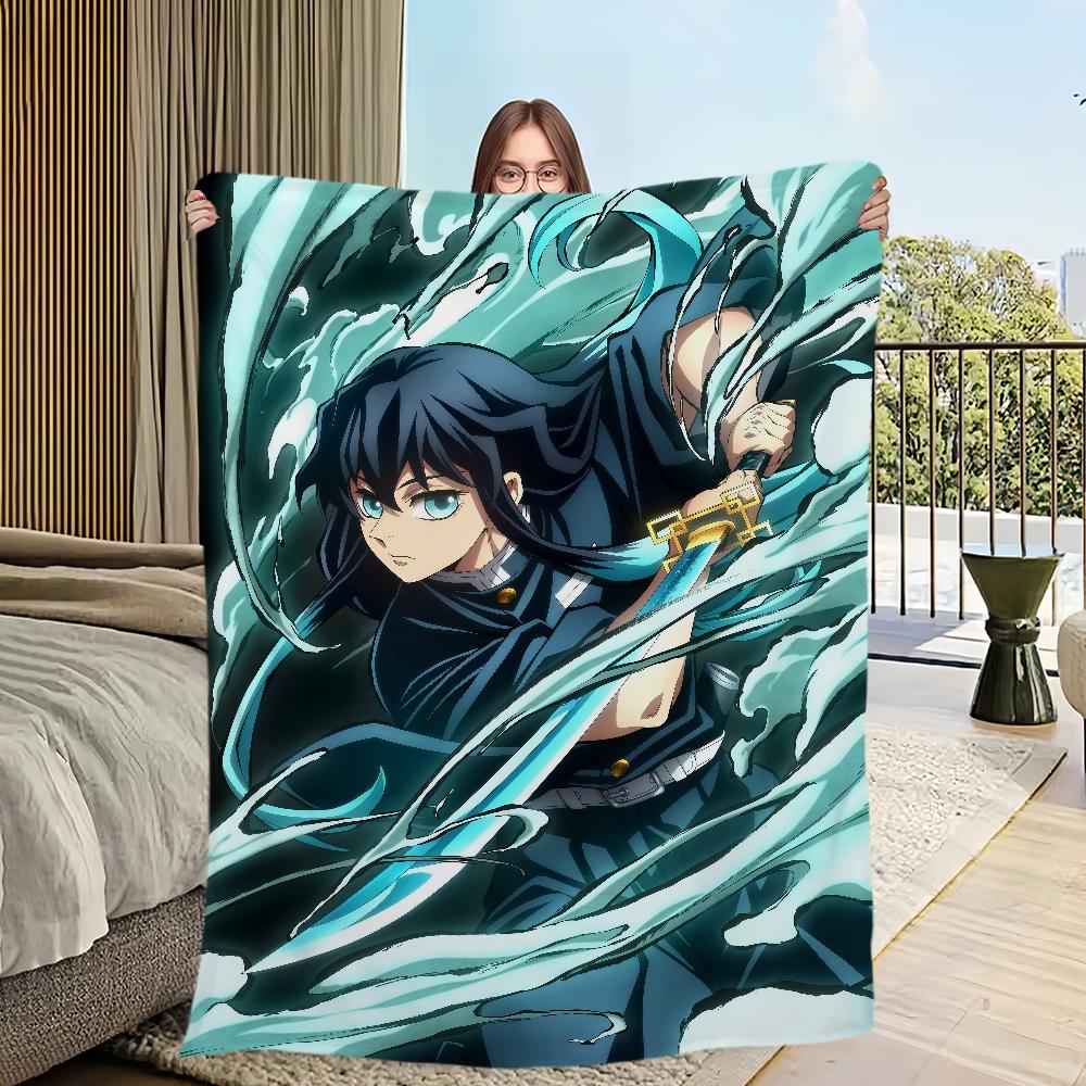 Hot-blood anime D-DemonS S-Slayer Flannel warm comfort soft plush blanket for sofa living room office bedroom travel gift