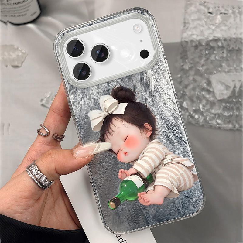 Cartoon Hartschalen-Babyflaschenhülle für iPhone 13-17 Pro Max