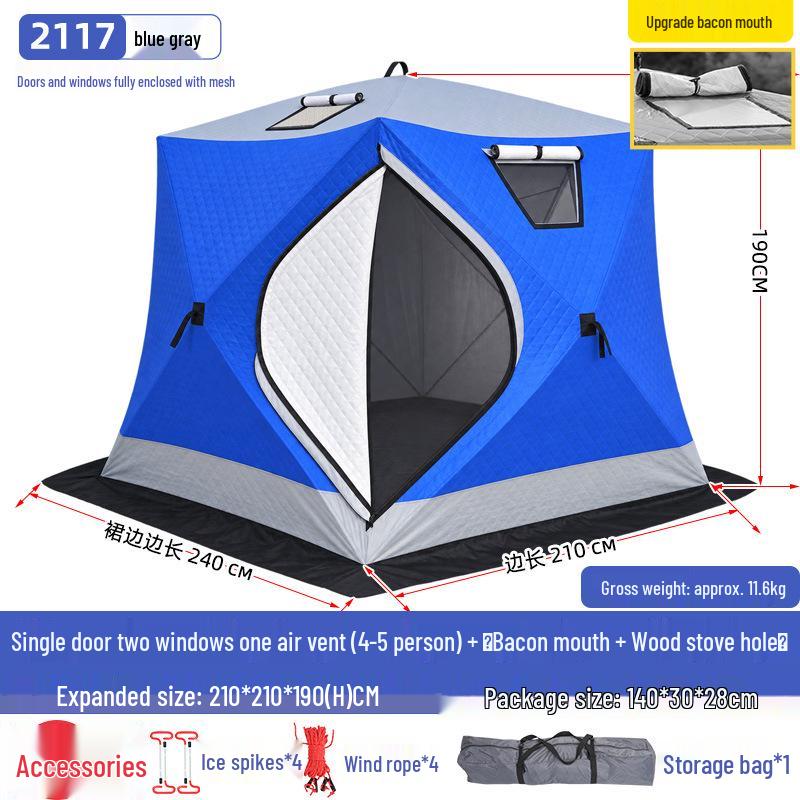 Hexagonal Cotton Ice Fishing Tent - Thickened, No Assembly Needed
