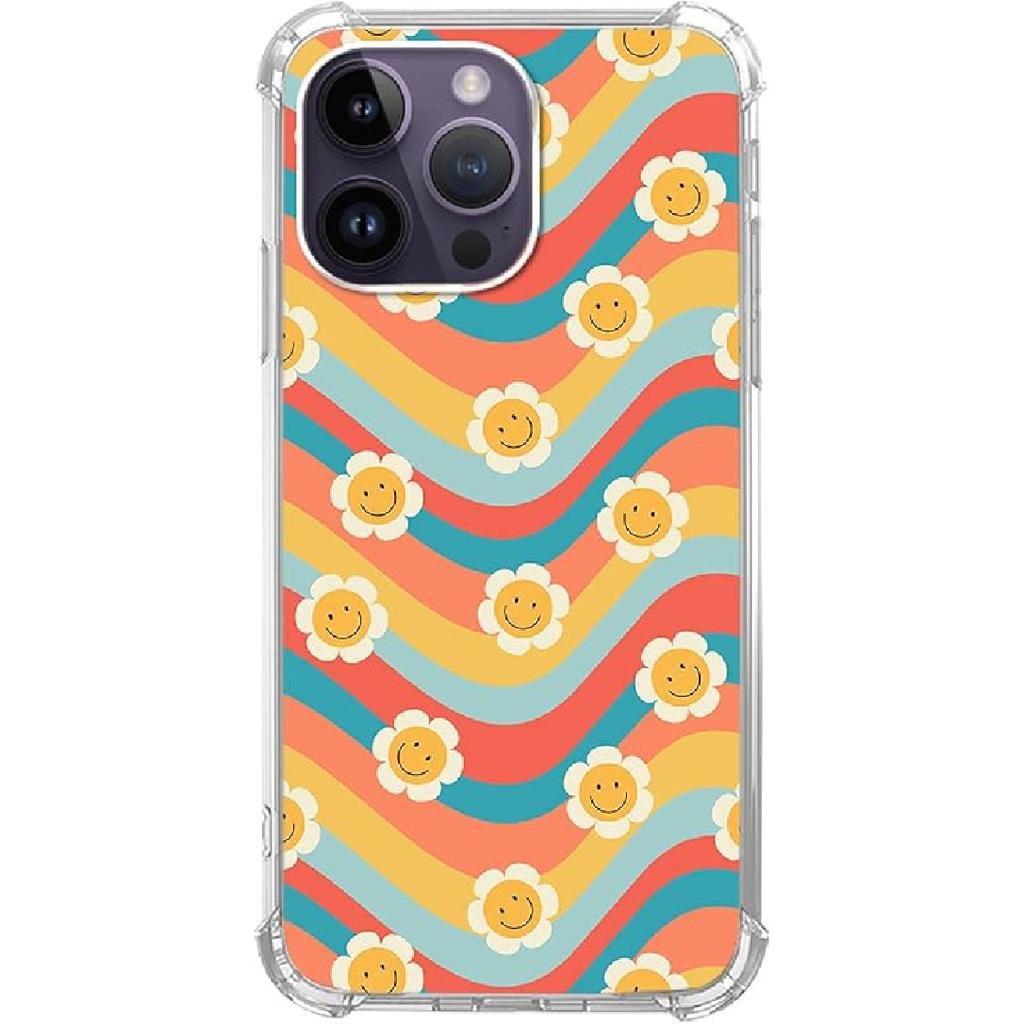 Red Christmas Snowflakes Phone Case Compatible with iPhone 14 Pro Max, Aesthetics Christmas Snowflakes Silicone Shockproof TPU Bumper Protective