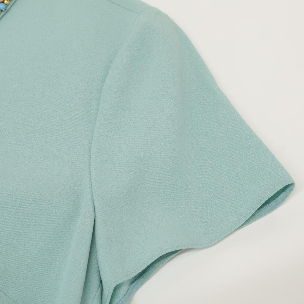 RED VALENTINO SR3VAH020F1 Green Collar Bijou Dress dress 40 greenUsed