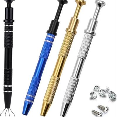 Professional Jewelry Holder Piercing Ball Grabber  Screw Bead Pick Up Pen Tool Gripper Prong Tweezers W/ 4 Claws DIY Making Tool