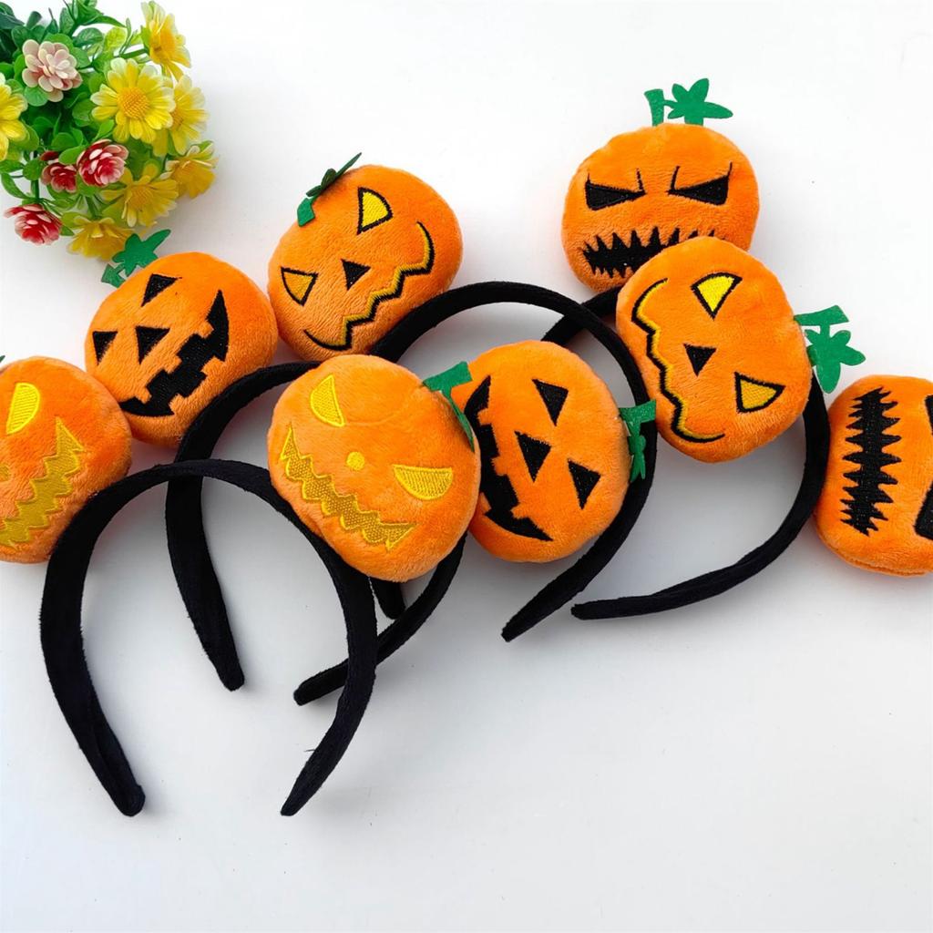 Kids Halloween Pumpkin Party Headwear Hair Hoop Soft Fluffy Fabric Headband DIY Decoration