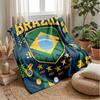 Coperta in Flanella Stampata Calcio Brasile Amica della Pelle Calda Decorativa Plaid per Divano Letto Interno Uso Quotidiano
