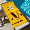 Yellow cartoon character line pattern polyester microfiber beach towel is highly absorbent, suitable swimming and beach outings