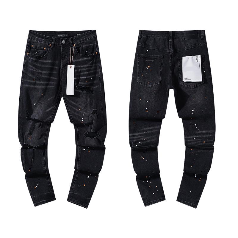 European and American Purple Slim Men's Trendy Light Luxury Elastic Jeans