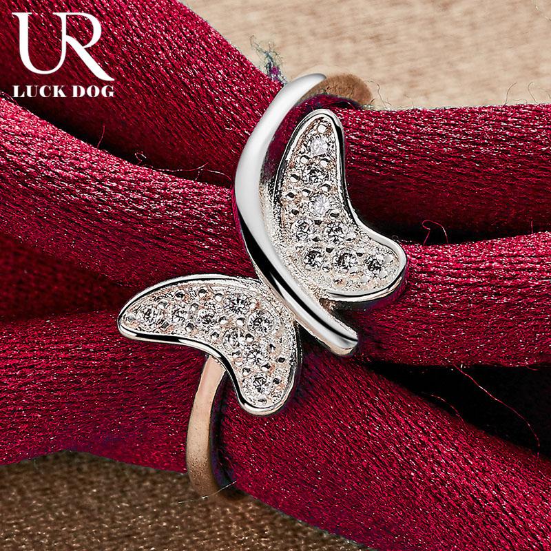 925 Sterling Silver Butterfly AAA Zirkonový prsten Módní svatební šperky