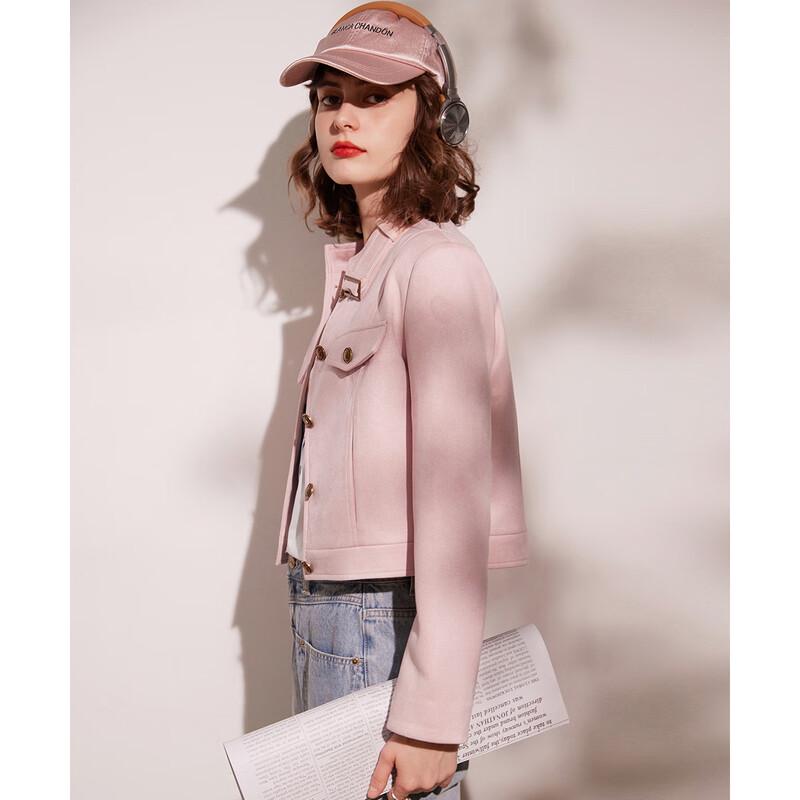 Women's Stand Collar Motorcycle Style Short Jacket