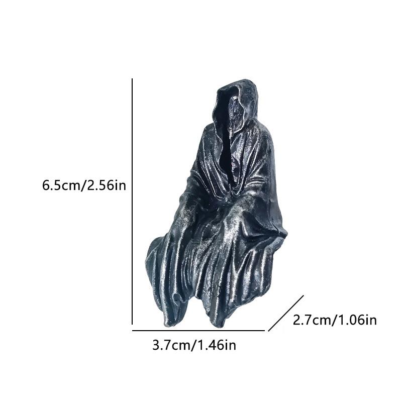 Resin Grim Reaper Sculpture Art Decorative Desk Figure Ornaments Mysterious Man Sitting For Home Desktop Decoration