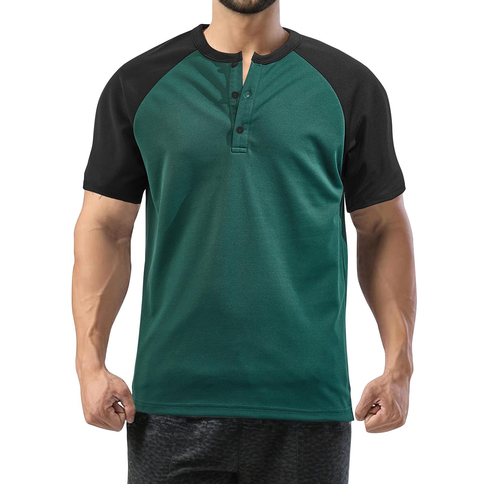 Мужские летние цветные ретро-топы с коротким рукавом мужские повседневные модные топы XXL зелёный 1789₽