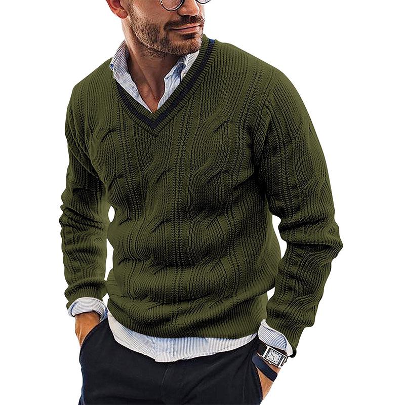 Men's Fashion Slim Fit V-Neck Sweater, Long Sleeve Knit Top, Autumn/Winter 2025 Collection