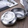 Stainless Steel Ashtray with Lid Detachable Outdoor Cigarettes Tray Holder for Home Bedroom Office Tabletop Decoration Gift