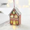 Long-lasting Festive Charm Christmas Gingerbread House Ornament Wooden Light Up Village Easy Storage Tree Hanging Ornaments for Holiday Winter