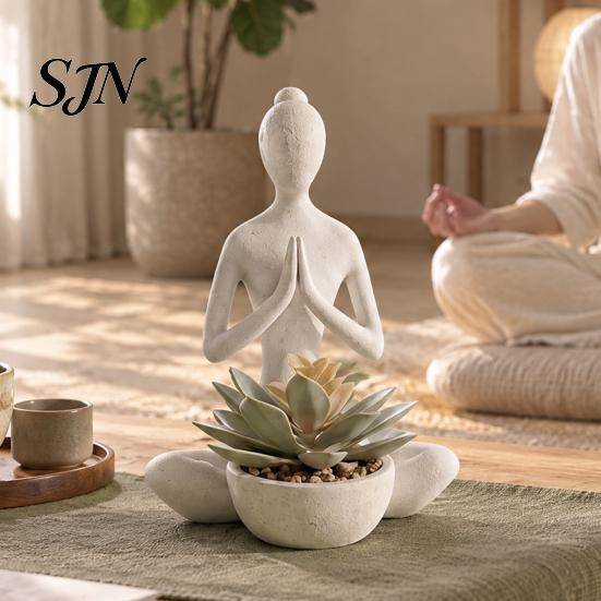 Abstract Zen Succulent Pot 3D Printed Yoga Figure Flowerpot for Succulents and Air Plants, Minimalist Creative Gift Lovers Style Meditation Sculpture