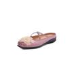Fashion New Summer Slippers Genuine Leather Slippers for Women Fashion Flower Square Toe Thick Soled Shoes Cover Toe Slippers Sandals