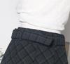 Women's High Waist Plaid Wool Skirt with Belt - Winter A-line Hip-Hugging Short Skirt