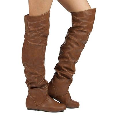 Plissierte Damen Kniehohe Stiefel 2025 Frühling Lässig Bequem Flach Lang Reitstiefel Für Mädchen Herbst Winter Schuhe Dame